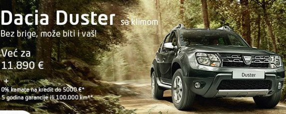 Dacia Duster sa 0% kamate na kredit do 5.000 evra